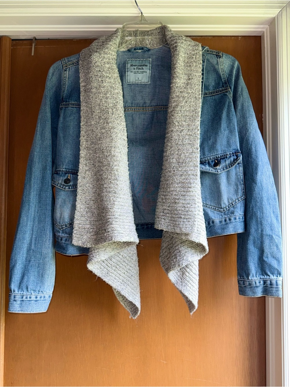 Abercrombie & Fitch Denim Knit Waterfall Jacket Size S